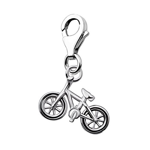 Quiges 925 Sterling Silver 3D Bicycle Lobster Clasp Charm Clip on Pendant