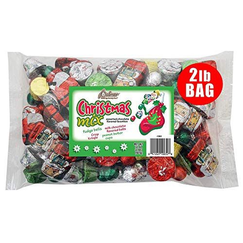 R M  Palmer Christmas Mix Bulk Bag of Fudge Bells Santa Crisp Kringle s Peanut Butter Cups Chocolaty spheres Holiday Themed Treats Candy and Snacks 2 LB
