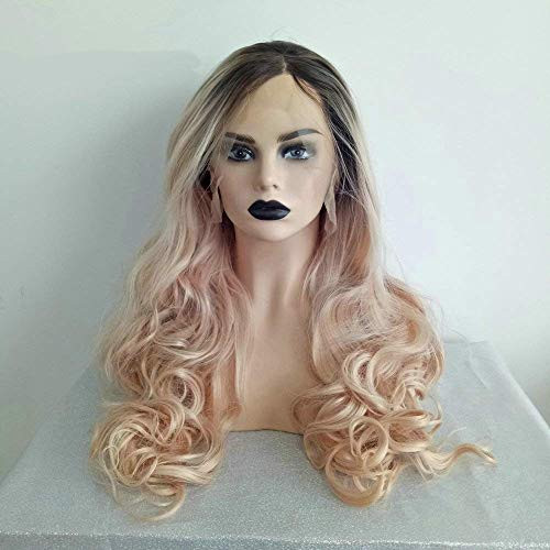 RainaHair 26inches Peach Pink Lace Front Wig Ombre Dark Roots Natural Hairline Long Bouncy Curly Synthetic Wigs for Women Cosplay Makeup Party Holiday Brown Roots Ombre Peach Orange Color Wig RainaHair 26inches Peach Pink Lace Front Wig Ombre Dark Roots Natural Hairline Long Bouncy Curly Synthetic Wigs for Women Cosplay Makeup Party Holiday Brown Roots Ombre Peach Orange Color Wig