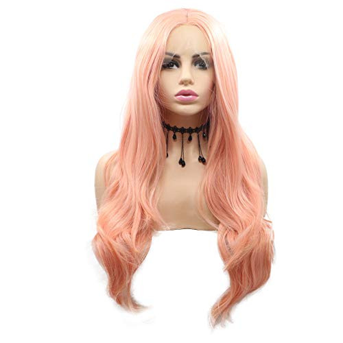 RainaHair Middle Parting Mixed Color Orange Pink Lace Front Wig Body Wave Synthetic Wig Light Orange Long Wavy Wig 24inch Women Drag Queen Cosplay Wig Party Holiday Natural Looking RainaHair Middle Parting Mixed Color Orange Pink Lace Front Wig Body Wave Synthetic Wig Light Orange Long Wavy Wig 24inch Women Drag Queen Cosplay Wig Party Holiday Natural Looking