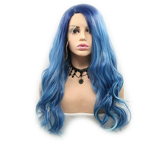 RainaHair Sapphire Roots Ombre Blue Wig Side Parting Long Wavy Dark Blue Light Blue Lace Front Wig Heat Resistant Synthetic Wig Replacement Hair Wigs For Women Drag Queen Holiday Festival 26inch RainaHair Sapphire Roots Ombre Blue Wig Side Parting Long Wavy Dark Blue Light Blue Lace Front Wig Heat Resistant Synthetic Wig Replacement Hair Wigs For Women Drag Queen Holiday Festival 26inch