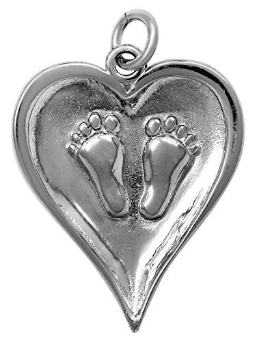 Raposa Elegance Sterling Silver Baby Feet Heart Charm approximately 22 mm x 18 mm