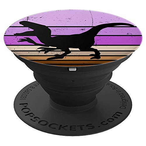 Raptor Retro Sun  Vintage Sunset Dinosaur PopSockets Grip and Stand for Phones and Tablets