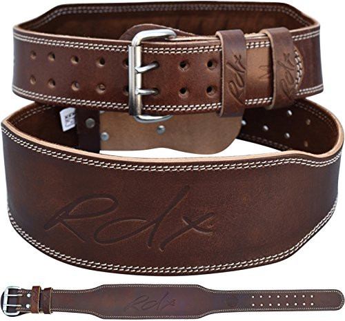 RDX Weight Lifting Belt Cow Hide Leather Gym 4  Training Back Support Fitness Exercise Bodybuilding L 32 36  Waist Size not Pant Size Brown