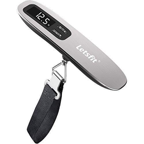 Letsfit Digital Luggage Scale 110lbs Hanging Baggage Scale with Backlit LCD Display Portable Suitcase Weighing Scale Travel Luggage Weight Scale with Hook Strong Straps for Travelers