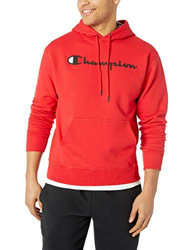 Champion Men s Graphic Powerblend Fleece Hoodie Team red Scarlet Script XLarge