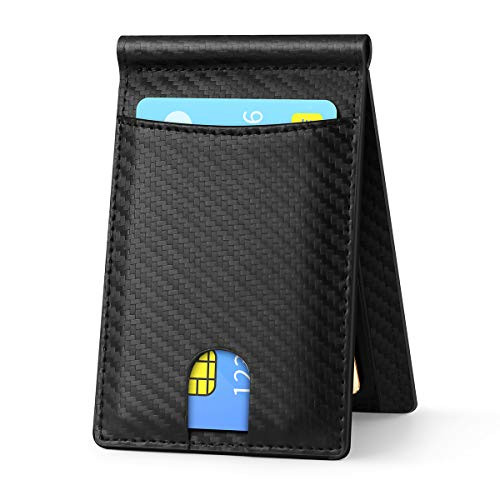REGC Minimalist Wallets Genuine Leather Thin Wallet RFID Blocking Front Pocket Money Clip Slim Credit Card Holder for Men