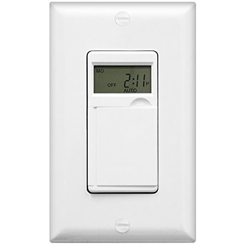 Enerlites HET01-C Programmable Timer Switch Digital Timer Switch for Lights, Fans, Motors, Timer in wall, 7-Day 18 ON/OFF Timer Settings, NEUTRAL WIRE REQUIRED, White