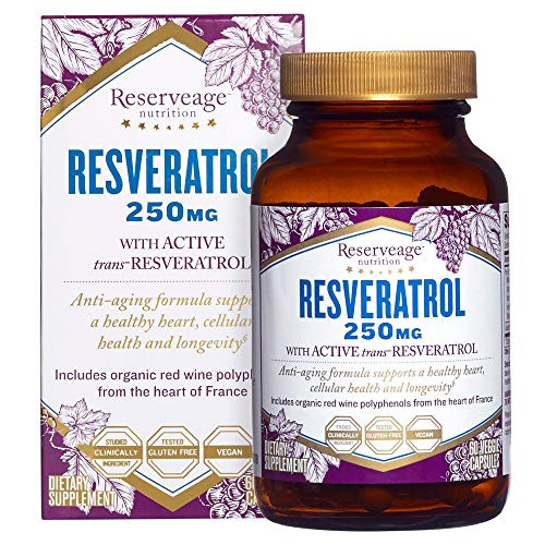 Reserveage Resveratrol 250 mg Antioxidant Supplement for Heart and Cellular Health Supports Healthy Aging Paleo Keto 60 capsules 60 servings Reserveage Resveratrol 250 mg Antioxidant Supplement for Heart and Cellular Health Supports Healthy Aging Paleo Keto 60 capsules 60 servings