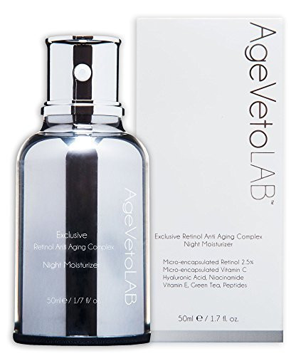 Retinol Cream Facial Night Moisturizer Encapsulated Complex with Hyaluronic Acid Vitamin C  E  B3 Niacinamide  Peptides  1 7 fl Oz