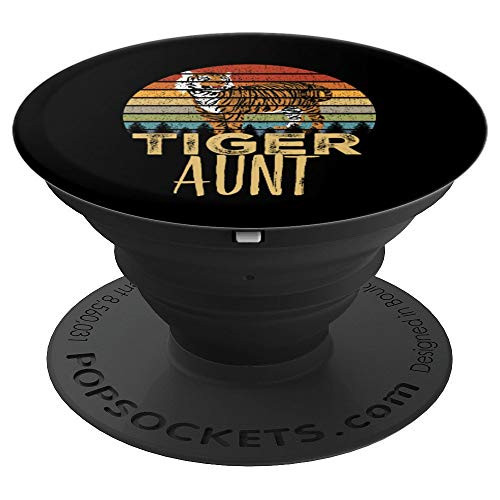 Retro Tiger Aunt Sunset African Safari Gift PopSockets Grip and Stand for Phones and Tablets