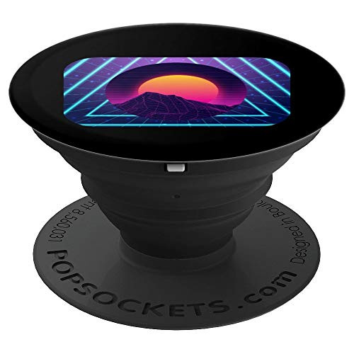 Retro Vaporwave 80s Style Design Image  Vintage Sunset PopSockets Grip and Stand for Phones and Tablets