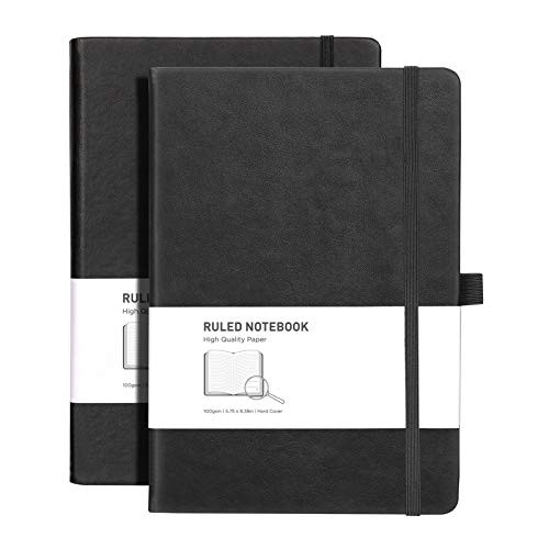 RETTACY Lined Journal Notebook Hardcover 2 Pack  A5 College Ruled Writing Notebook with 376 Numbered Pages100gsm Thick Paper   5 75 × 8 38