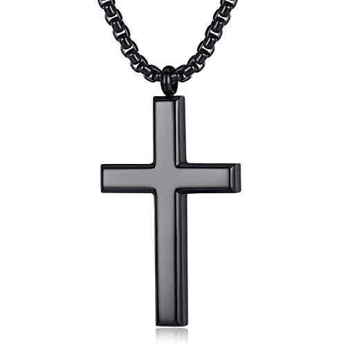 REVEMCN Simple Men s Stainless Steel Cross Pendant Chain Necklace for Men Women 2024 Inches Chain 20 Black Tone  Rolo Cable Chain REVEMCN Simple Men s Stainless Steel Cross Pendant Chain Necklace for Men Women 2024 Inches Chain 20 Black Tone  Rolo Cable Chain