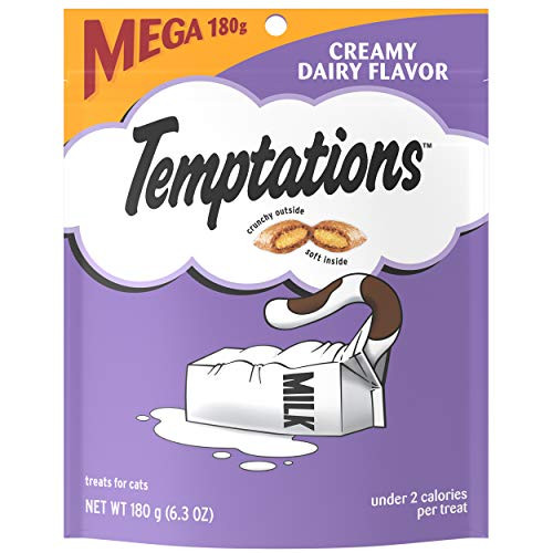 TEMPTATIONS Classic Crunchy and Soft Cat Treats Creamy Dairy Flavor 6 3 oz  Pouch Pack of 10