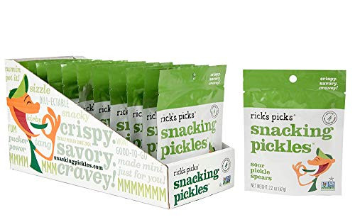 Rick s Picks Snacking Pickles Sour Pickle Spears GlutenFree Vegan NonGMO Project Verified Kosher Healthy Snack OntheGo Tray of 12 Pouches