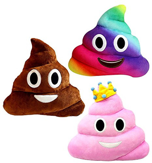 Kompanion Emoji Poop Pillows 3 Piece Set, 12 Inches/30CM, Large Plush Emoji Poop Pillow Set