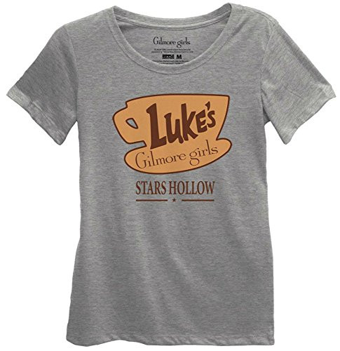 Ripple Junction Gilmore Girls Luke s Diner Stars Hollow Logo Juniors TShirt  Grey Small