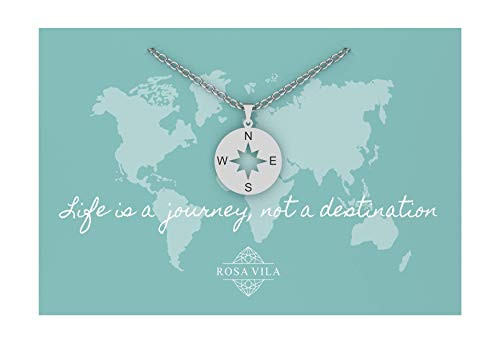 Rosa Vila Inspirational Compass Necklace Friendship Compass Necklace for Women I d Be Lost Without You Friendship Necklace Compass Jewelry Silver Tone