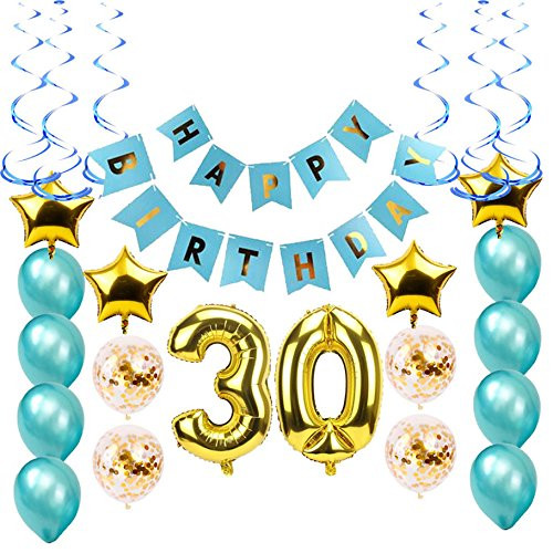 30th Birthday Party Decorations Kit-Large Happy Birthday Banner-Big 30 Gold Decor Foil Balloons- 30th For Him Or Her-Dirty Thirty- Bday Ideas 30th Birthday Party Decorations Kit-Large Happy Birthday Banner-Big 30 Gold Decor Foil Balloons- 30th For Him Or Her-Dirty Thirty- Bday Ideas