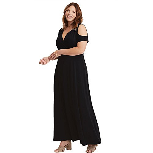 ROSIANNA Women s Deep V Neck Cold Shoulder Short Sleeve Maxi Long Plus Size Dresses Black XXXL ROSIANNA Women s Deep V Neck Cold Shoulder Short Sleeve Maxi Long Plus Size Dresses Black XXXL