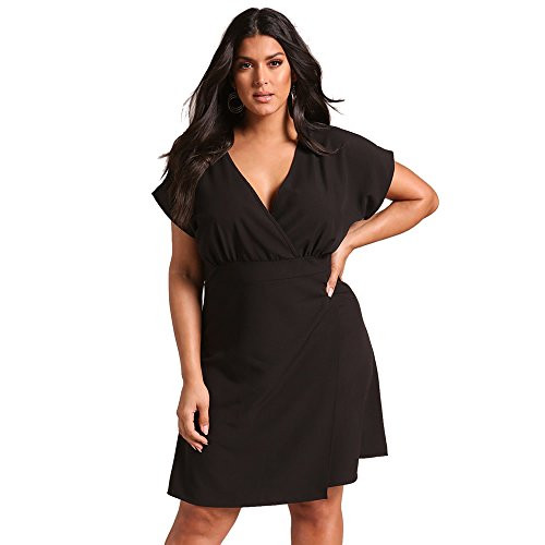 ROSIANNA Women s A line Ruflles Short Sleeves Midi Plus Size Dresses XXXL Black ROSIANNA Women s A line Ruflles Short Sleeves Midi Plus Size Dresses XXXL Black