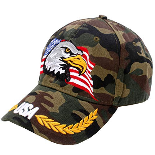 ROWILUX American Flag USA Eagle Baseball Hat Cap for Men Women Adjustable 3D EmbroideredCamo