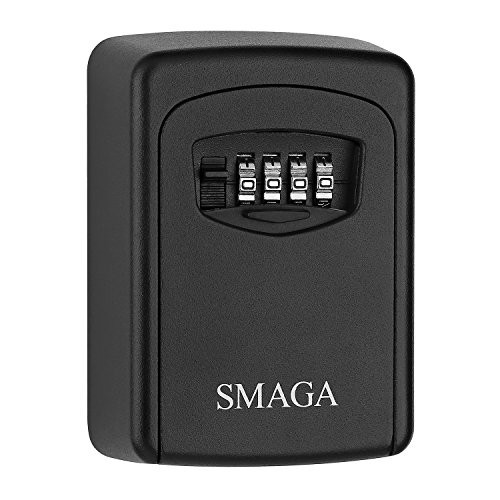 Key Storage Lock Box with 4-Digit Combination, Wall Mounted Key Safe Box/Security Key Holder/Code Storage Case/Cipher Lock Box (Black) (Black)