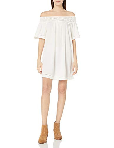 Roxy Junior s Moonlight Shadows Off The Shoulder Mini Dress Marshmallow S
