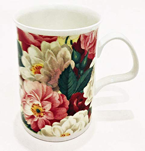 Roy Kirkham England Fine Bone China Lancaster Style Mug for Tea or Coffee featuring Lush Floral Blossoms