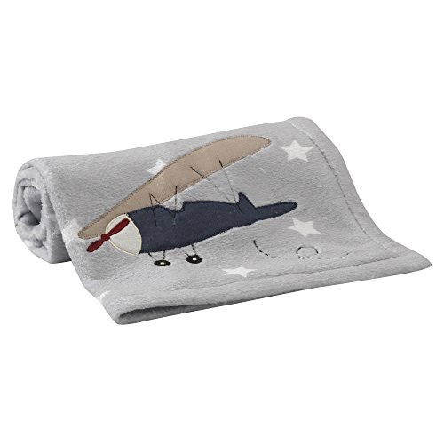 Lambs & Ivy Evan Airplane Blanket, Gray/Blue Lambs & Ivy Evan Airplane Blanket, Gray/Blue