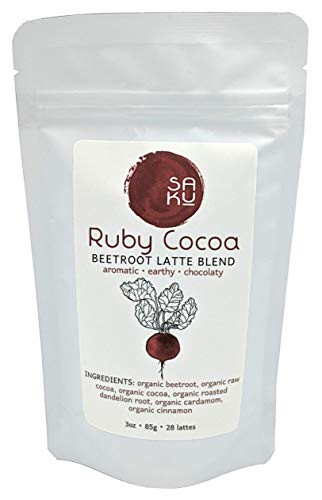 SAKU Tea  Ruby Cocoa Beetroot Latte Blend  Antioxidant  Organic  Vegan  Superfood Latte  No Added Sugar  NonDairy  NonGMO  3oz Bag 28 servings