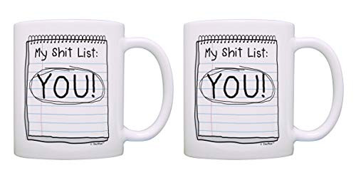 Rude Sarcastic Mug My Sht List YOU Funny Quote Gifts 2 Pack Gift Coffee Mugs Tea Cups White