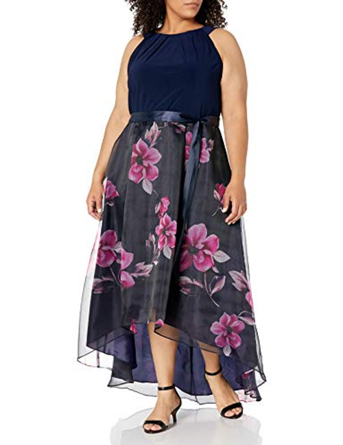 S L  Fashions Women s Plus Size Maxi Dress Navy Floral 16W