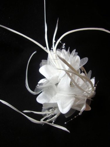 SALE White Flower Feather Hair Clip Claw