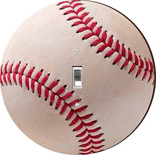 Sam Sandor  Baseball Design  Round Light Switch Plate Cover  Single Toggle