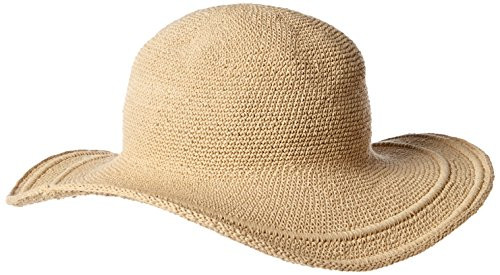 San Diego Hat Company Women s Cotton Crochet 4 Inch Brim Floppy Hat Tan One Size