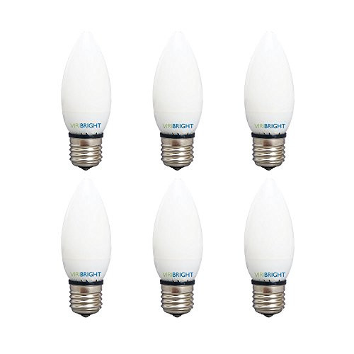 Viribright 74552-6 B10 25 Watt Equivalent Chandelier LED Light Bulb, Frosted Cover Base 2700K, E26 6 Pack, Warm White