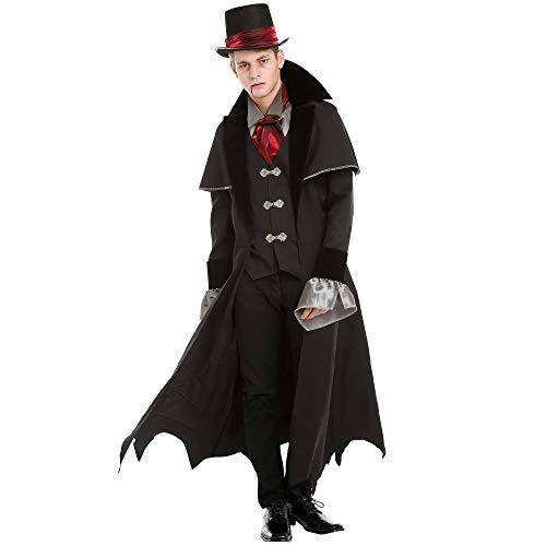 Victorian Vampire Halloween Costume for Men  Scary Classic Dracula Dress Up M Black
