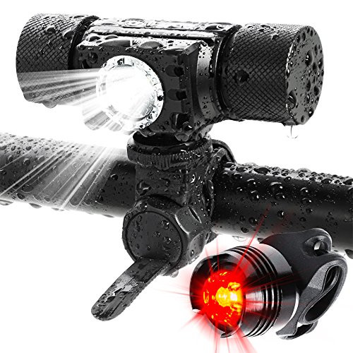 ADAMITA USB Rechargeable LED Bicycle Light Front & Back,500 Lumens Waterproof Bicycle Headlight,5 Lighting Modes Free Tail Light Bike Light Easy To Install Safety