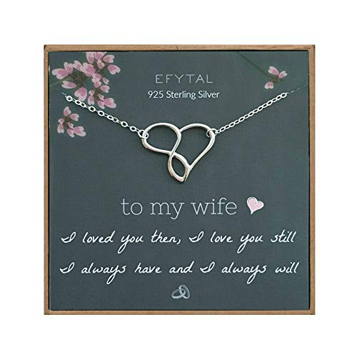 EFYTAL Wife Gifts Wife Birthday Gift Ideas For Her Romantic Sterling Silver Infinity Heart Necklace Jewelry for Women Cute Anniversary / Valentines Day Present