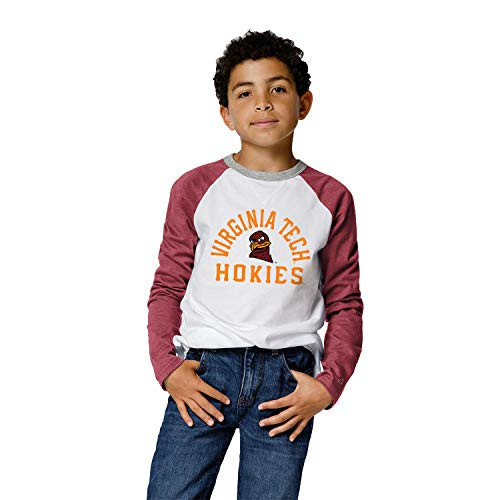 NCAA League Youth Virginia Tech Hokies Boys L/s Baseball Tee Small Vintage Light Maroon