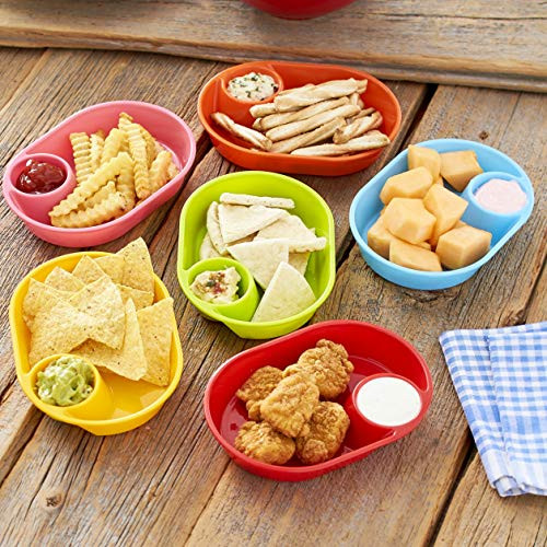 Set of 6 Snack Trays for Party Appetizers Chips and Dip  Plastic