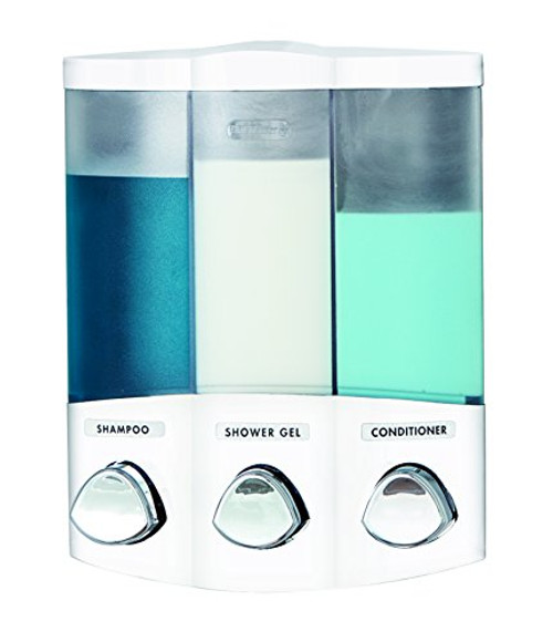 Better Living Products 76354 Euro Series TRIO 3-Chamber Soap and Shower Dispenser, White Better Living Products 76354 Euro Series TRIO 3-Chamber Soap and Shower Dispenser, White