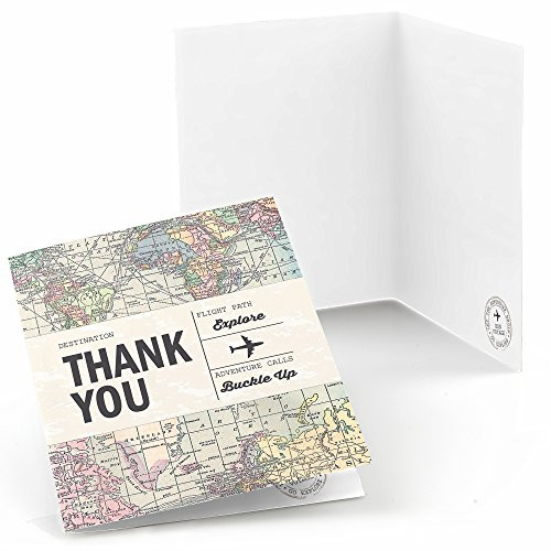 Big Dot of Happiness World Awaits - Travel Themed Thank You Cards - Set of 24