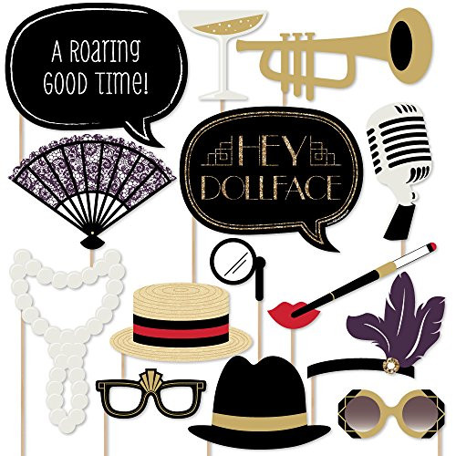 Roaring 20's - Twenties Art Deco Jazz 1920s Photo Booth Props Kit - 20 Count Roaring 20's - Twenties Art Deco Jazz 1920s Photo Booth Props Kit - 20 Count