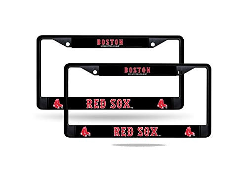 Boston Red Sox MLB 12x6 Black Metal 2 License Plate Frame Set