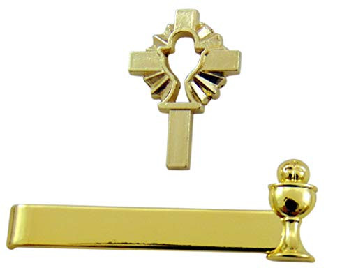 Westmon Works First Communion Boys Tie Clip and Chalice Pin Catholic Accessory Pack