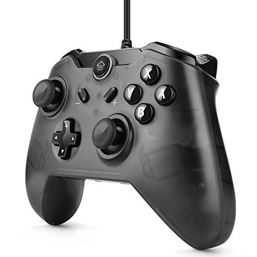 TNP Wired Switch Pro Controller Gaming Grip Gamepad Joypad Remote for Nintendo Switch Console Windows xp / 7 / 8 /10 PC Steam  Translucent Black