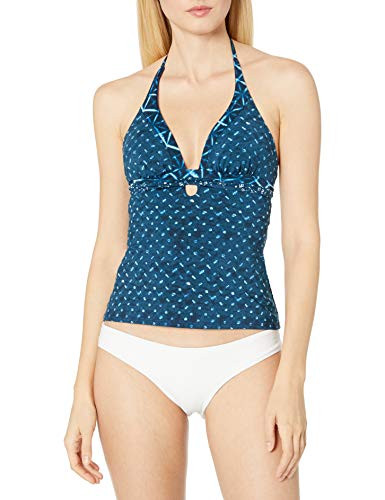 Lucky Brand Junior s Shibori Patchwork Plunge Tankini Indigo D